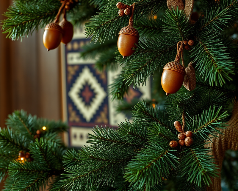 christmas tree, quilt, acorn